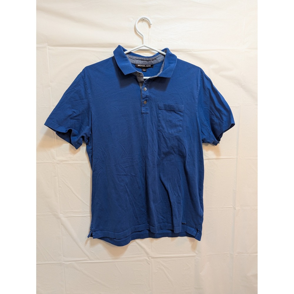 Michael Kors Men's L Blue Cottonβ Short Sleeve Polo Shirt Casual Pocket Golf